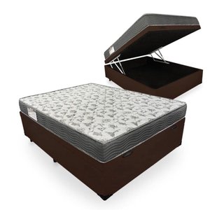 Cama Box Com Baú Casal Blindado + Colchão De Espuma D33 - Ortobom - iso 100 138cm: Marrom