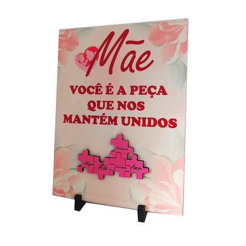 Porta Retrato Flores Dia Das Mães Decorativo em Azulejo 20 X 15 Cm Coleção Tea & Amor Azumae004