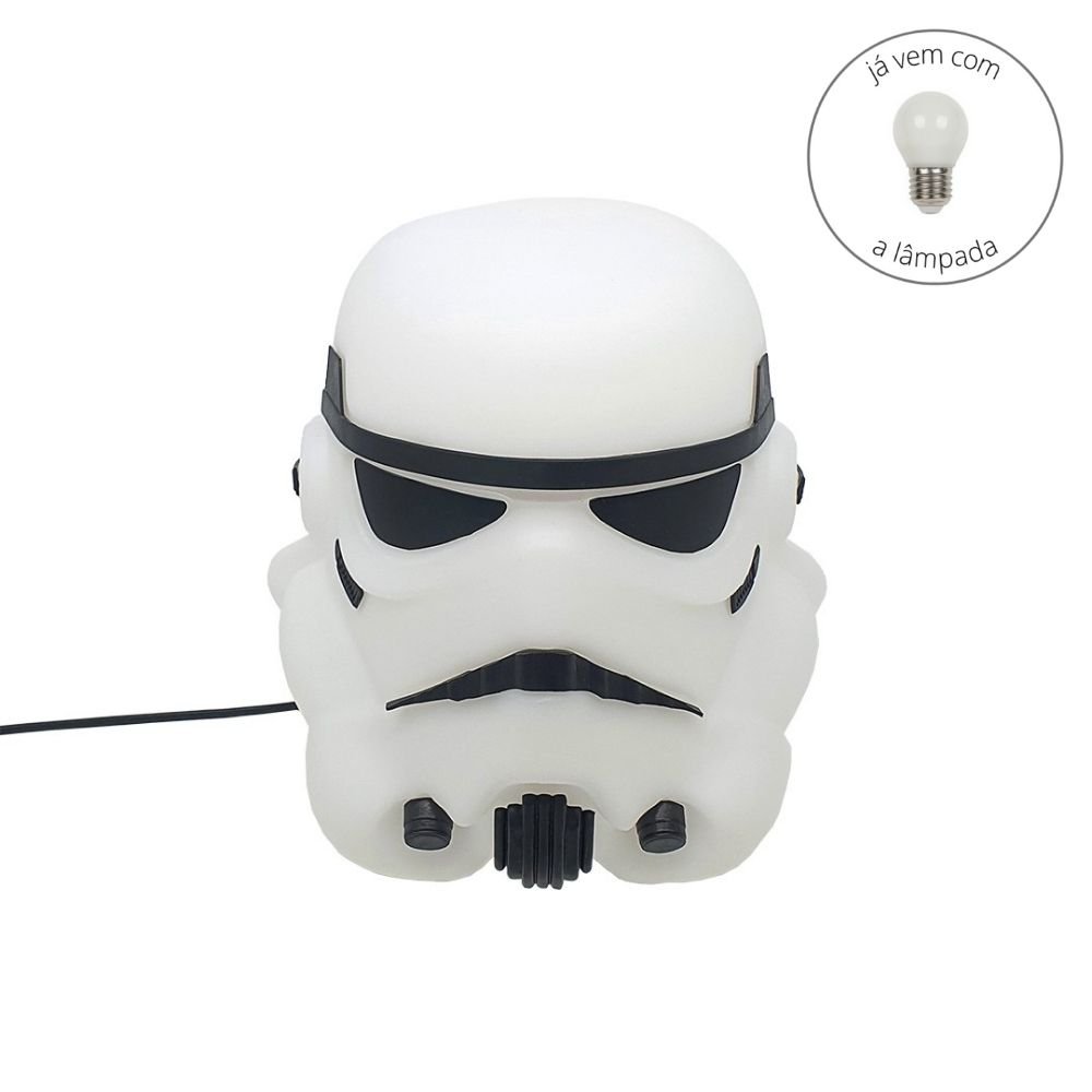 Kit Luminárias Abajur Darth Vader e Stormtrooper Personagem Star Wars Disney Geek com lâmpada LED - 6