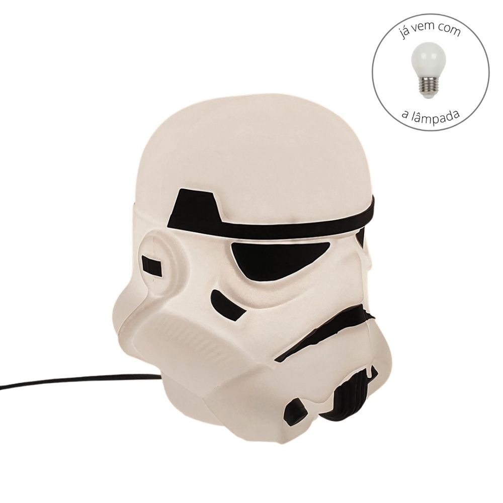 Kit Luminárias Abajur Darth Vader e Stormtrooper Personagem Star Wars Disney Geek com lâmpada LED - 5