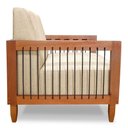 Ver imagem 5 de Kit 2 Poltronas Decorativa Marilia Linho Base em Madeira Castanho - Pallazio Cor Dourado