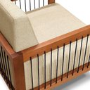 Ver imagem 4 de Kit 2 Poltronas Decorativa Marilia Linho Base em Madeira Castanho - Pallazio Cor Dourado