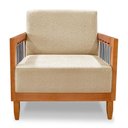 Ver imagem 6 de Kit 2 Poltronas Decorativa Marilia Linho Base em Madeira Castanho - Pallazio Cor Dourado
