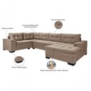 Ver imagem 3 de Sofá Viena 3 Lugares com Chaise e Canto Premium Império Chocolate Chocolate 377