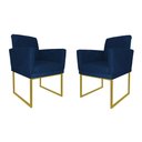 Ver imagem 1 de CÓPIA - Kit 02 Poltronas Klara Decorativa Base Ferro Dourado Suede - Estopar Kit Klara Base Dourado 