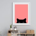 Ver imagem 2 de Quadro Gato Curioso - Rosa - 60x48cm:madeira Branca