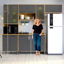 Ver imagem 4 de Cozinha Compacta 4 Peças Detalhe Vidro Áustria Valdemóveis Cinamomo/grafite