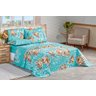 Cobre Leito Naturale Casal Super King 3 Pçs Floral Turquesa - 1