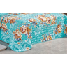 Cobre Leito Naturale Casal Super King 3 Pçs Floral Turquesa - 2