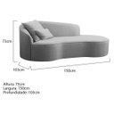 Ver imagem 3 de Divã Recamier Curvo Sala de Estar Recepção Inglaterra 150cm Lado Direito Linho - Adj Decor Sala de e