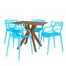 Conjunto Mesa de Jantar Quadrada Isa 90x90cm Natural com 4 Cadeiras Allegra - Azul - 1