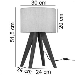 Abajur Madri com Pés de Madeira e Tela Indiana Marrom 51cm - 4