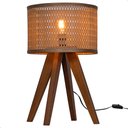 Ver imagem 1 de Abajur Madri com Pés de Madeira e Tela Indiana Marrom 51cm