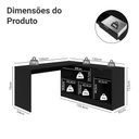 Ver imagem 3 de Escrivaninha Penteadeira de Canto Preto Madesa