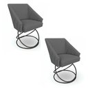Ver imagem 1 de Kit 2 Poltronas Luxo Alana Linho Base Luxo Preto - Pallazio Cor:Grafite