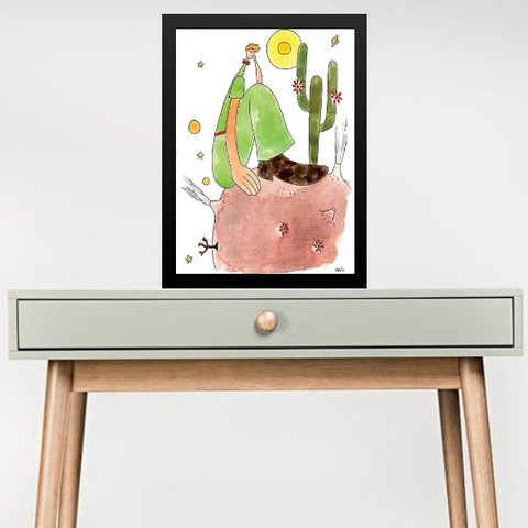 Quadro Pequeno Príncipe - Abaporu 24x18cm:moldura Preta
