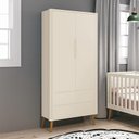 Ver imagem 2 de Guarda Roupa Infantil 2 Portas Theo Retrô Areia Fosco com Pés Amadeirado - Reller Móveis