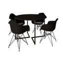 Ver imagem 6 de Mesa Industrial Jantar Redonda 110cm Preta Base V com 4 Poltronas Pretas Ferro Preto Marrom