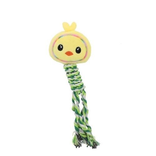 Brinquedo Mordedor Pelúcia Com Corda Pintinho Amarelo 24 cm - 1