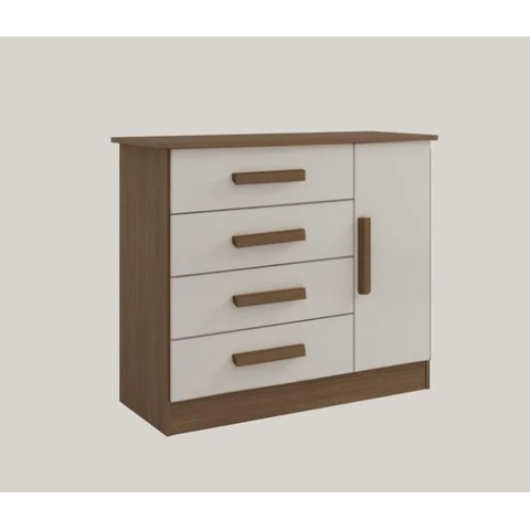 Cômoda Firenze 4 Gavetas com Sapateira Castanho/Off - D Doro