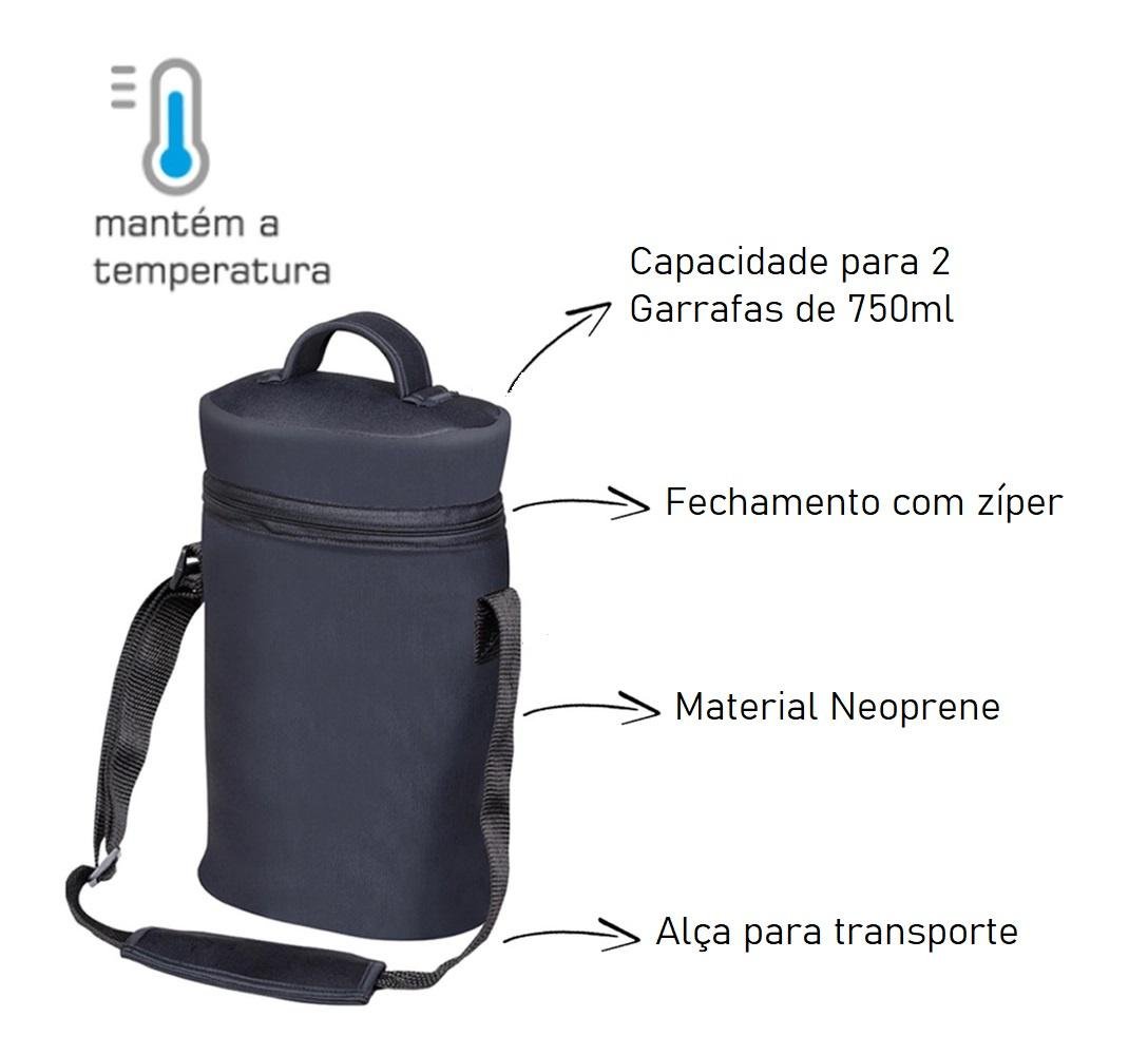 Maleta em Neoprene Cooler Boccati 2 Garrafas Vinho Espumante:preto - 2