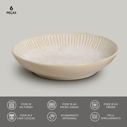 Conjunto com 6 Pratos Fundo Linhas Latte Ø22,5cm 830ml - 3