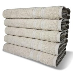 Kit 5 Toalhas de Banho 430g/m² Grande Grossa 80x150cm Lisboa Bege - 1