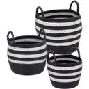 Ver imagem 1 de Kit 3 Cesta Decorativa Organizadora Multiuso Sawalli Fibra Preto