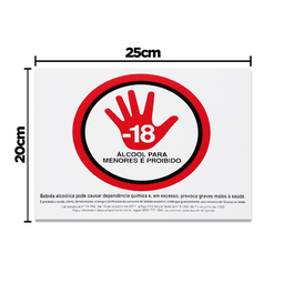 Combo 6 Placas De Sinalização Álcool Para Menores É Proibido 25X20 Acesso - P-5/3 F9e - 2