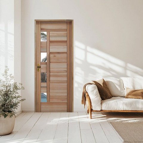Porta Singular Eucalipto Batente 11 Fechadura Externa 92x210cm Rodam Bbb Abertura Direita Marrom
