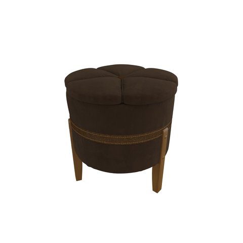 Puff Pétala Decorativo Premium Apoio para Os Pés Banco Estofado Redondo Banqueta Moderno Cor Marrom
