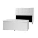 Ver imagem 1 de Kit Cabeceira e Calçadeira Baú Queen 1,60m Roma Material Sintético Branco Sky Mobile