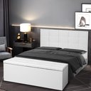 Ver imagem 2 de Kit Cabeceira e Calçadeira Baú Queen 1,60m Roma Material Sintético Branco Sky Mobile