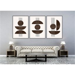 kit com 3 Quadros Decorativos Abstratos com Moldura e Vidro para Sala Quarto Escritório e Clínica 67 - 2