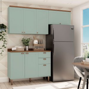 Armário de Cozinha Genialflex Iluminata Flora Verde Mint