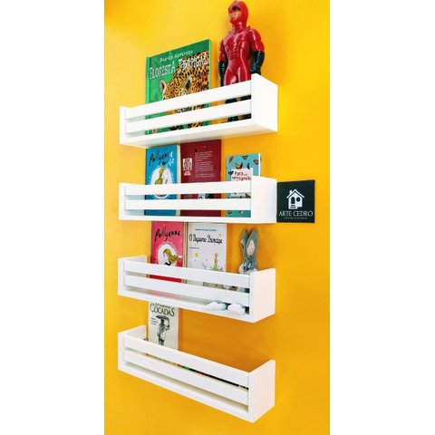 4 Prateleira Nicho Revisteiro Quarto De Criança Estante Infantil De Brinquedos Mdf 55cm