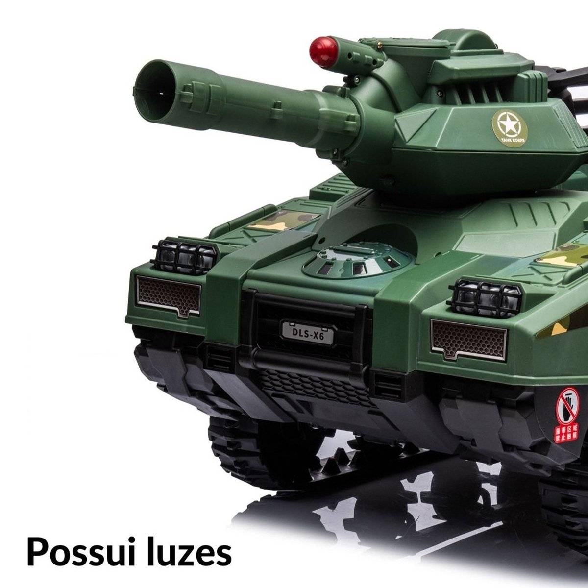 Mini Carro Elétrico Infantil Tanque Guerra 12v Munição Controle Musica Brinqway Bw-279 Verde - 6