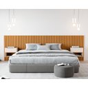 Ver imagem 1 de Cabeceira de King com Ripado 2 Mesas de Cabeceira Zoe - Casa Móveis Br - Nature e Perola