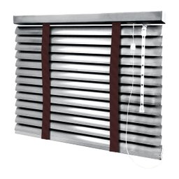 Persiana Horizontal - 1,50m Larg X 1,20m Alt - Alumínio 50mm com Fita Decorativa - Cor: Prata - Fita - 2