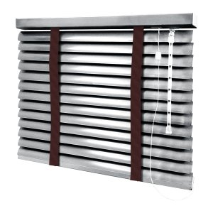 Persiana Horizontal - 1,50m Larg X 1,20m Alt - Alumínio 50mm com Fita Decorativa - Cor: Prata - Fita