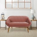 Ver imagem 2 de Namoradeira Giovana 02 Lugares Veludo Rosê Pés Palito Castanho - D'Rossi