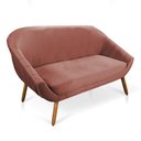 Ver imagem 3 de Namoradeira Giovana 02 Lugares Veludo Rosê Pés Palito Castanho - D'Rossi