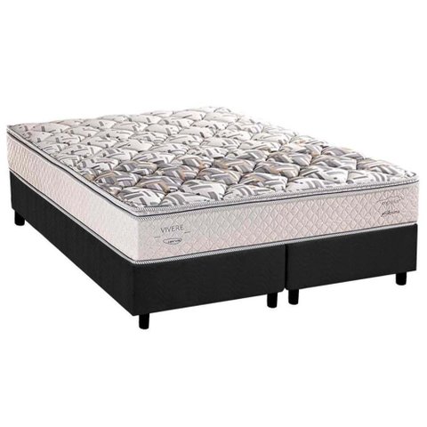 Cama Box Queen: Colchão Espuma Herval Ergoplus/ep + Base Crc Suede Gray(158x198)