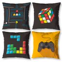 Ver imagem 1 de Kit 4 Capa de Almofada Estampadas Infantil 40cm X 40cm Zíper Invisível Digital Decorativa Game