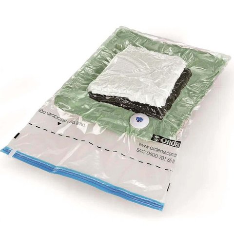Kit 2 Sacos Vac Bag Ordene para Roupas Médio 45x65cm a Vácuo Polietileno Reutilizável