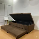 Ver imagem 3 de Cama Box Baú Solteiro Bicama + Colchão D20 12 cm Suede Marrom sem Cabeceira