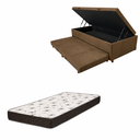 Ver imagem 1 de Cama Box Baú Solteiro Bicama + Colchão D20 12 cm Suede Marrom sem Cabeceira