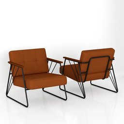 Poltrona Estofada Columbia Estilo Industrial Preto/terracota - M.a Preto Fosco/suede Terracota - 3