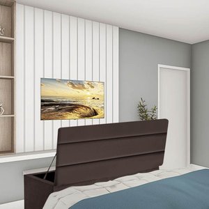 Calçadeira Baú Recamier Estofada Cama King 190cm Argentina Corino Marrom- Mabe Magazine