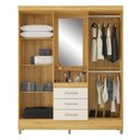 Ver imagem 2 de Guarda Roupa Capelinha Pérsia 4 Portas Cinamon Touch/off White com Espelho - Demóbile